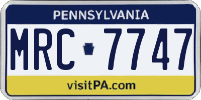 PA license plate MRC7747
