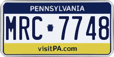PA license plate MRC7748