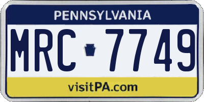 PA license plate MRC7749