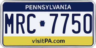 PA license plate MRC7750