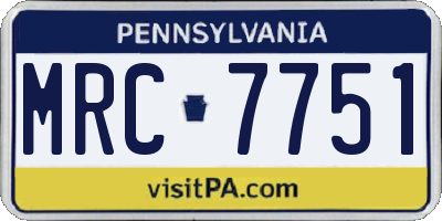 PA license plate MRC7751