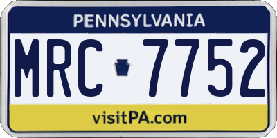 PA license plate MRC7752