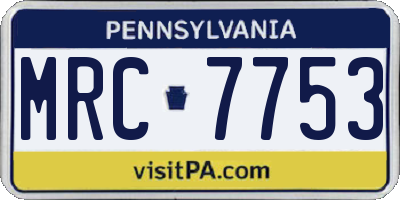 PA license plate MRC7753