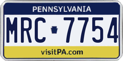 PA license plate MRC7754