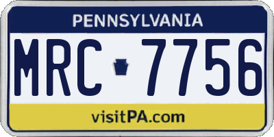 PA license plate MRC7756