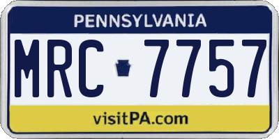 PA license plate MRC7757