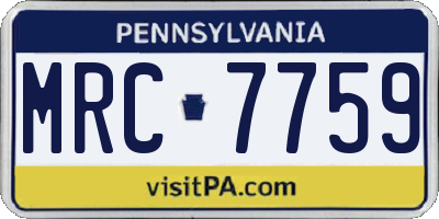 PA license plate MRC7759