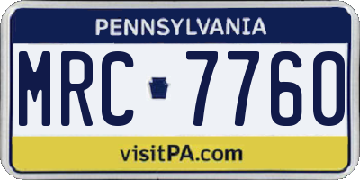 PA license plate MRC7760