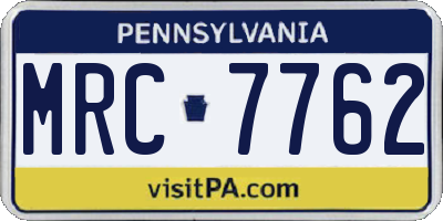 PA license plate MRC7762