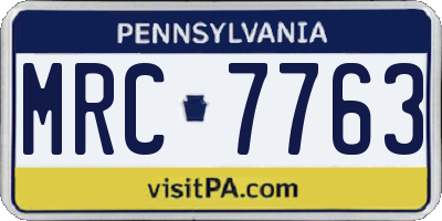 PA license plate MRC7763