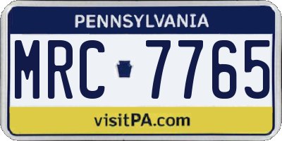 PA license plate MRC7765