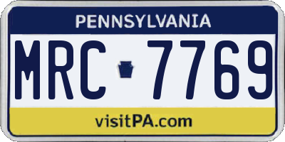 PA license plate MRC7769