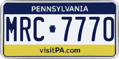 PA license plate MRC7770