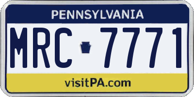 PA license plate MRC7771