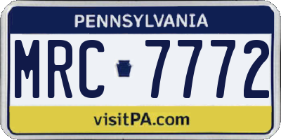 PA license plate MRC7772