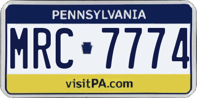 PA license plate MRC7774