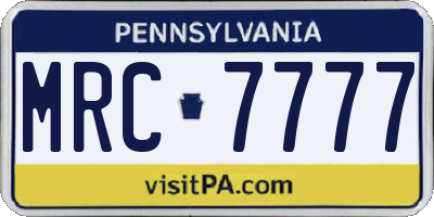 PA license plate MRC7777