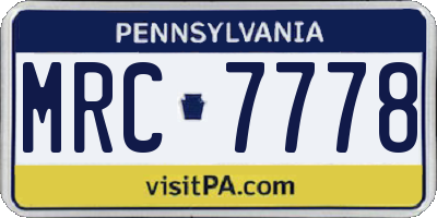 PA license plate MRC7778