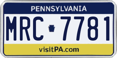 PA license plate MRC7781