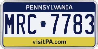 PA license plate MRC7783