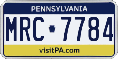 PA license plate MRC7784
