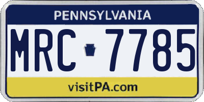 PA license plate MRC7785