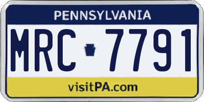 PA license plate MRC7791
