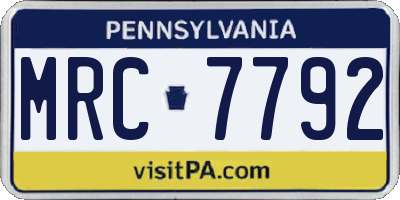 PA license plate MRC7792
