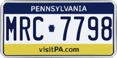 PA license plate MRC7798