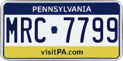 PA license plate MRC7799