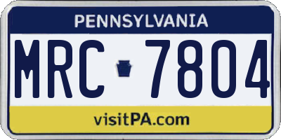 PA license plate MRC7804