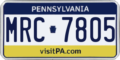 PA license plate MRC7805