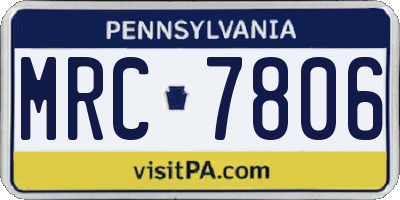 PA license plate MRC7806