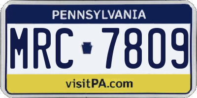 PA license plate MRC7809