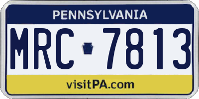 PA license plate MRC7813