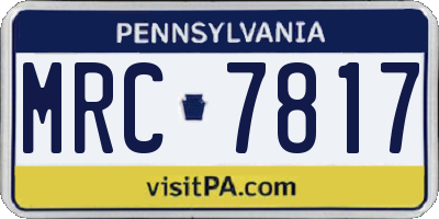 PA license plate MRC7817