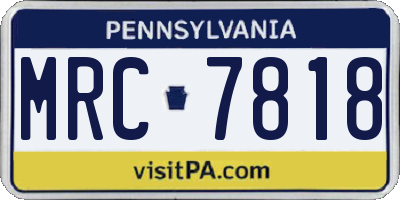 PA license plate MRC7818