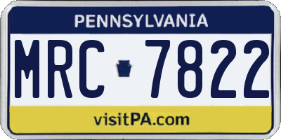 PA license plate MRC7822