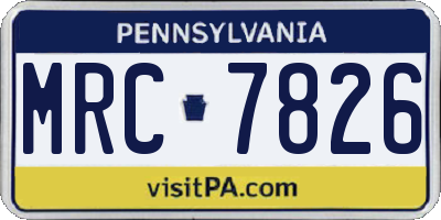 PA license plate MRC7826