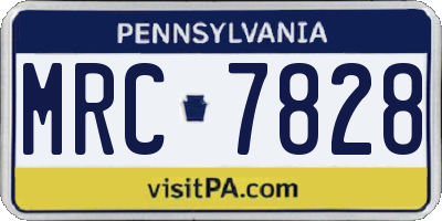 PA license plate MRC7828
