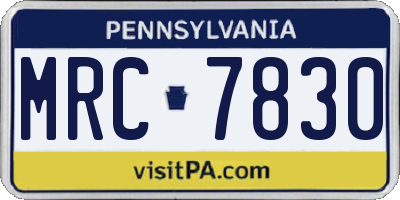 PA license plate MRC7830