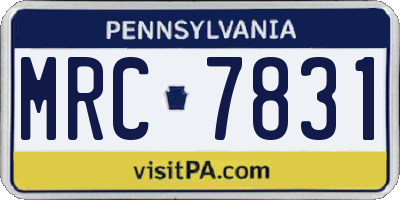 PA license plate MRC7831