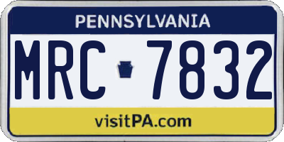 PA license plate MRC7832