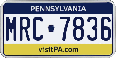 PA license plate MRC7836