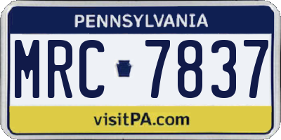 PA license plate MRC7837