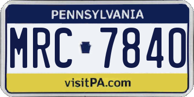 PA license plate MRC7840