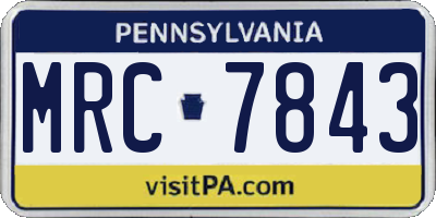 PA license plate MRC7843