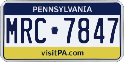 PA license plate MRC7847
