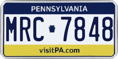 PA license plate MRC7848