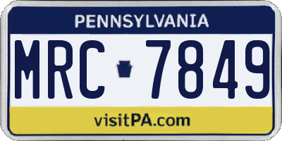 PA license plate MRC7849